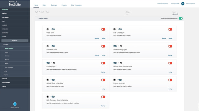 Configuración de sincronización de datos entre Shopify y NetSuite