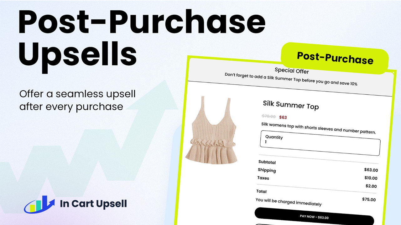 Boost your sales with post-purchase upsells! Offer relevant prod