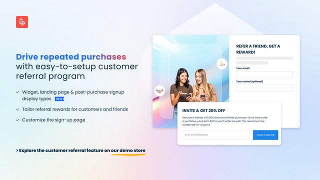 Loyalty & rewards let customer refer friends