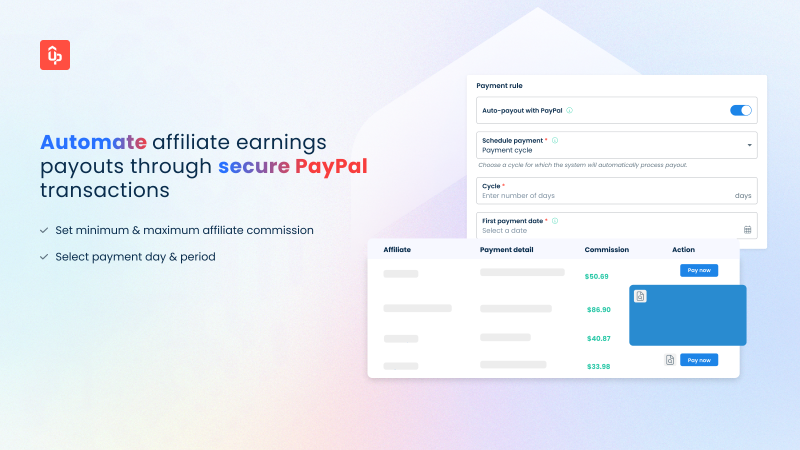 AutoPay with PayPal for referrals