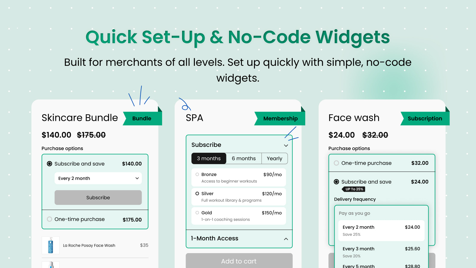 Add subscription widget to product pages with 4 templates
