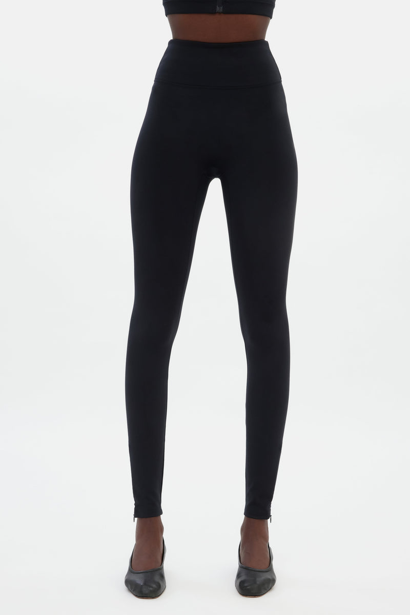Black Luxe Zipper Legging