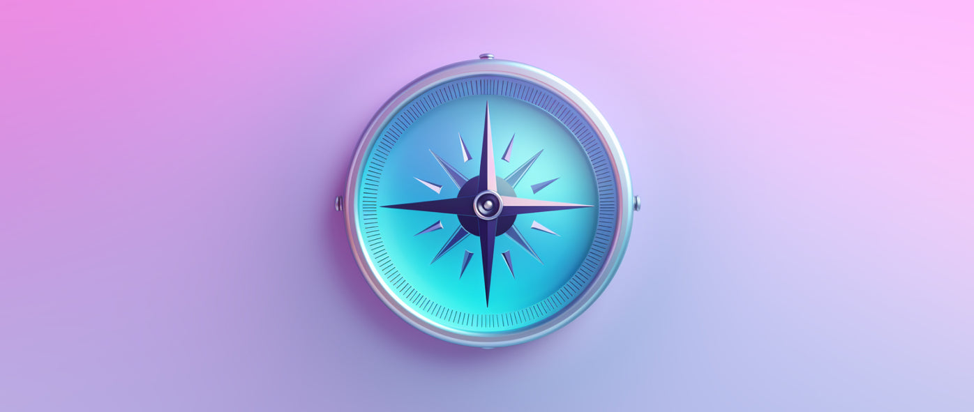 a compass against a pink background: what is transformational leadership
