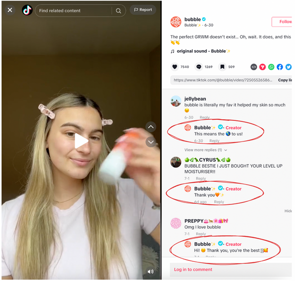 Bubble Skincare responds to comments its audience leaves