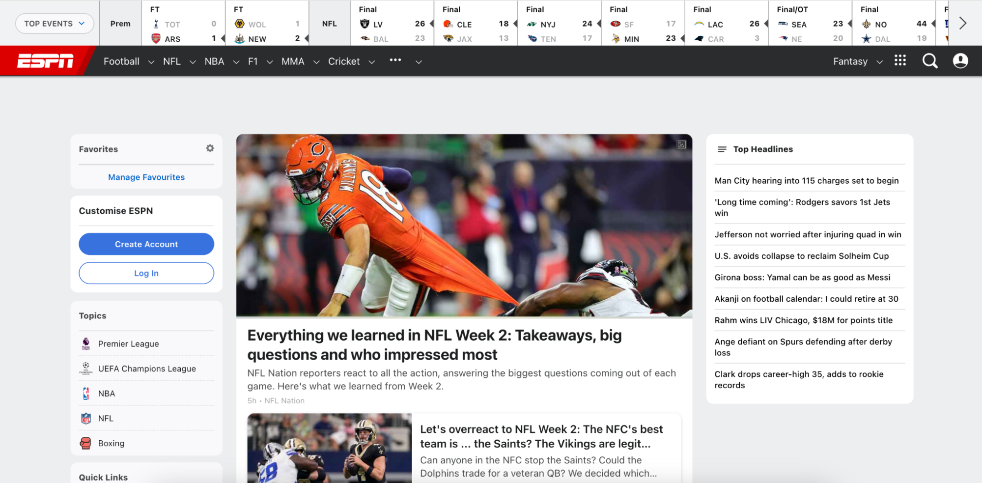 ESPN.com is the preferred website for sports lovers.