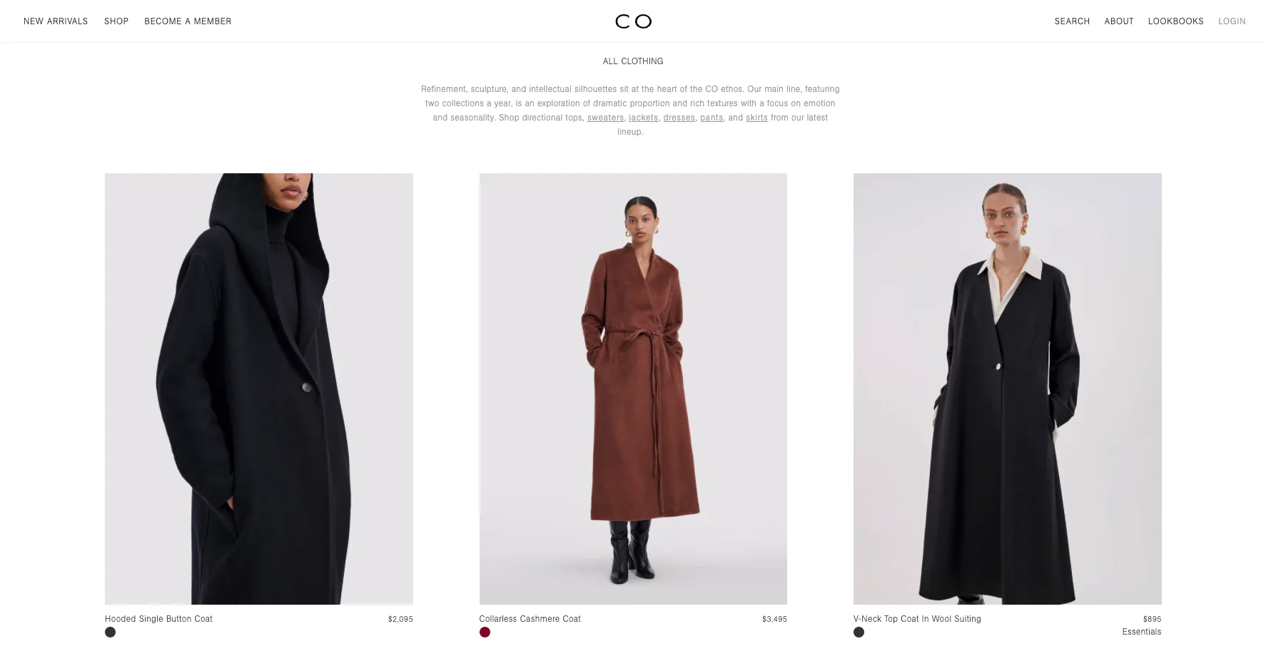 Three product images of women wearing long coats.