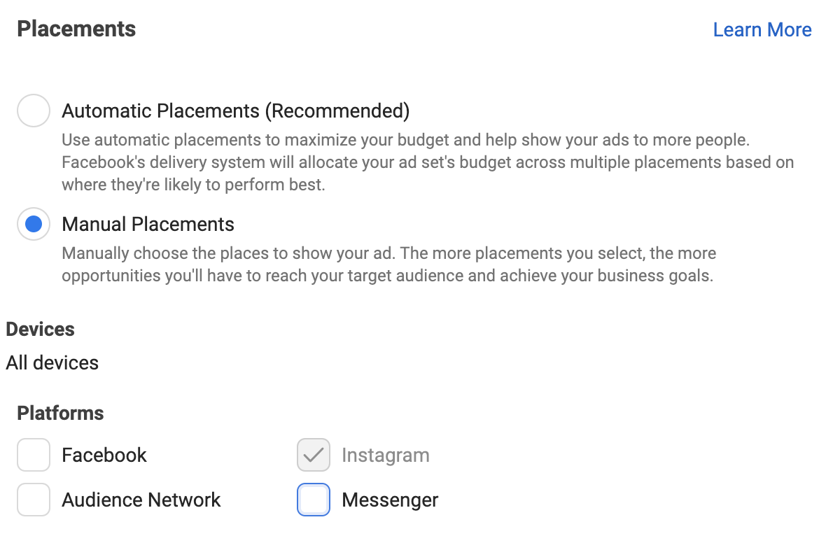 Choose where you want your ads to show up.