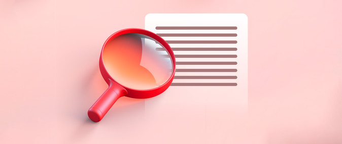 A magnifying glass with a white paper icon: keyword optimization.