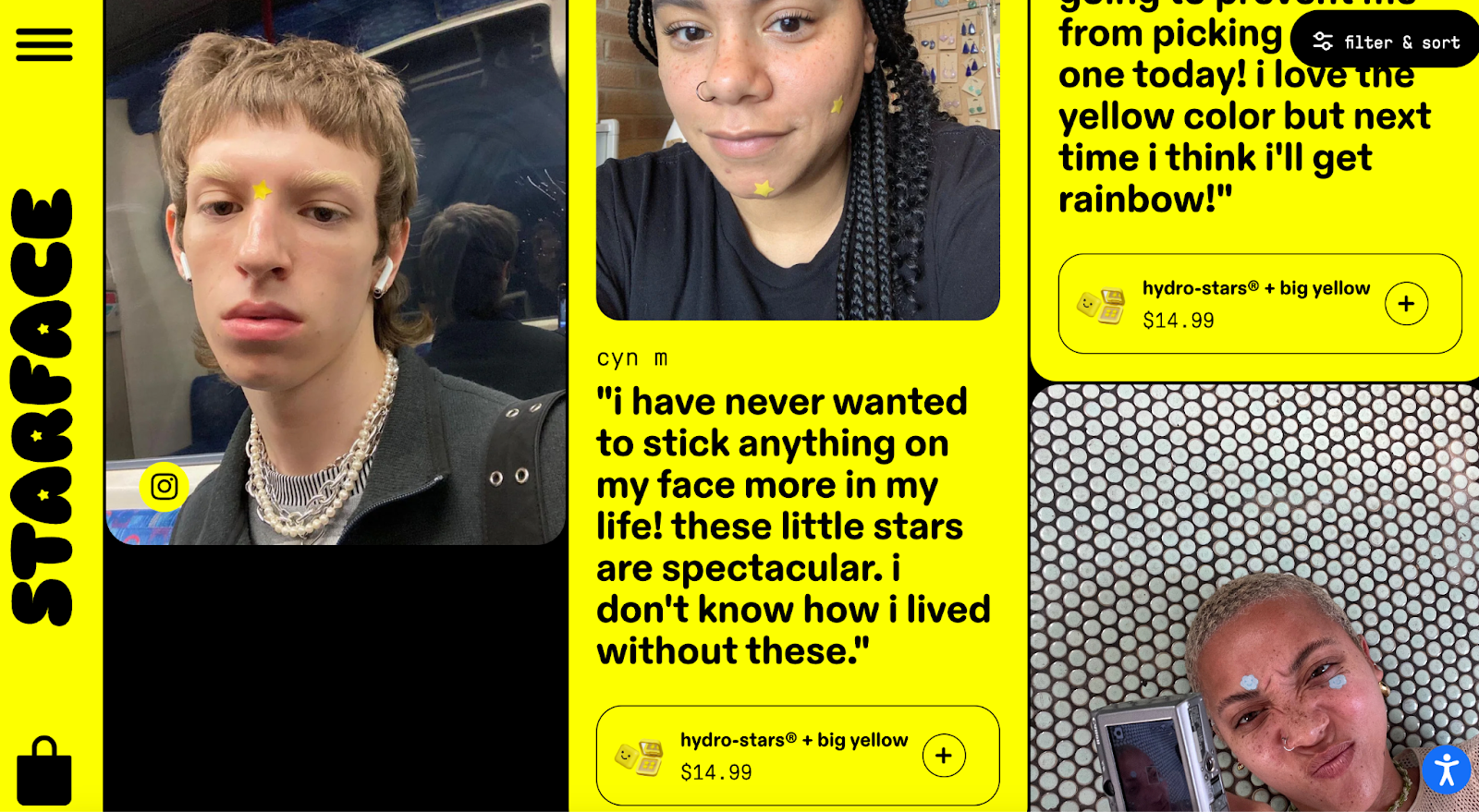 A screenshot from Starface’s website shows user-generated content featuring its pimple patches.