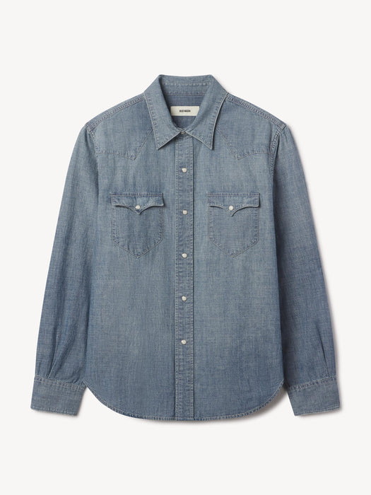 M046 Japanese Chambray Western Shirt - Product Flat