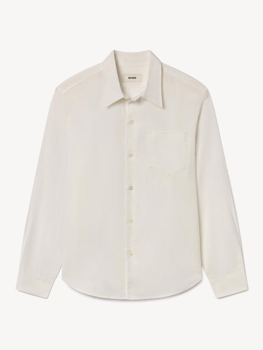White Draped Linen Lounge Lizard Shirt - Product Flat