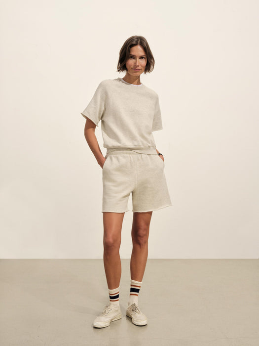 Model wearing Cut Off Sweatshort - 1