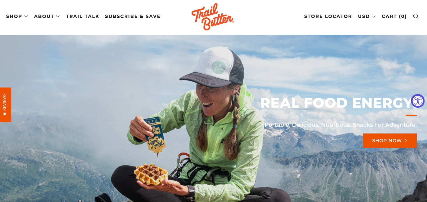 Boutique en ligne Trail Butter, thème Shopify Venue