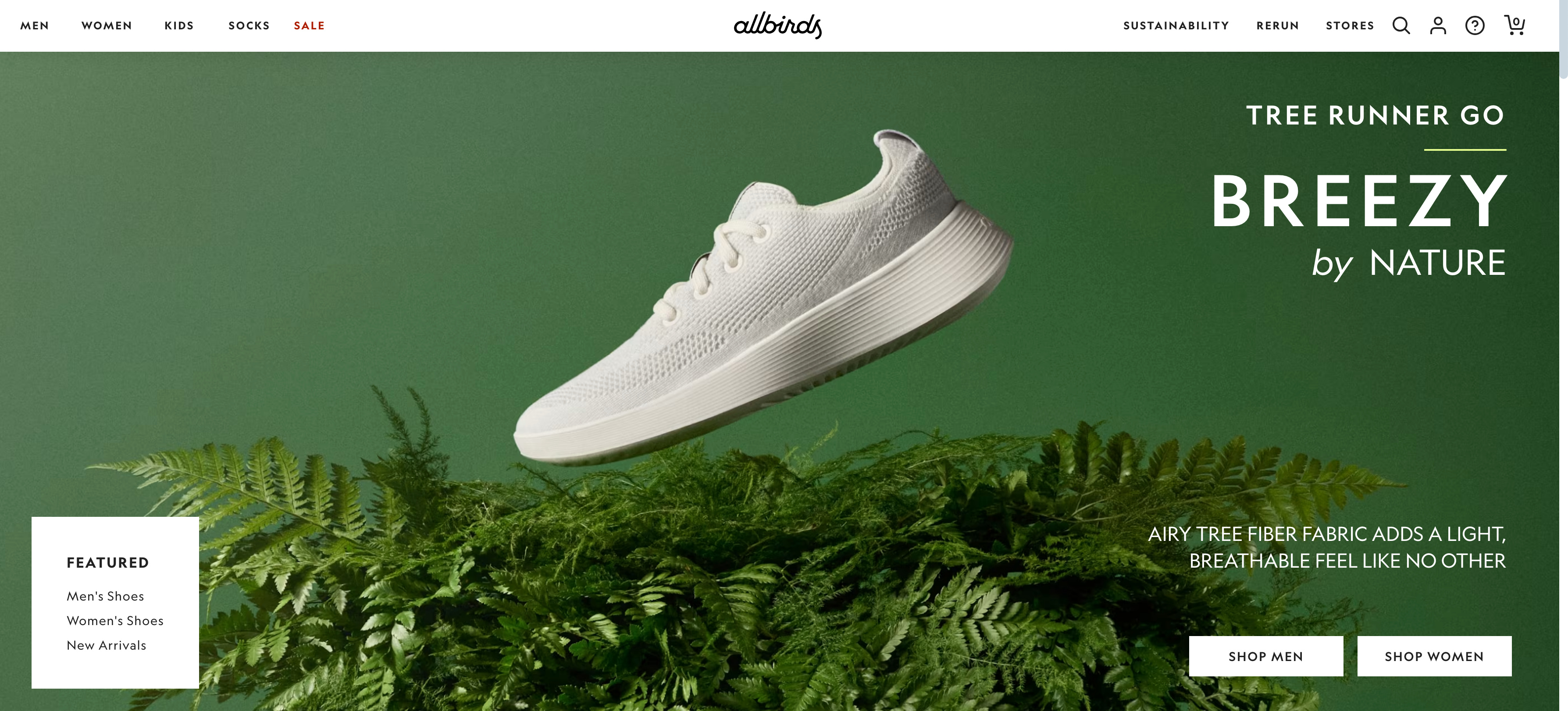 Allbirds' homepage
