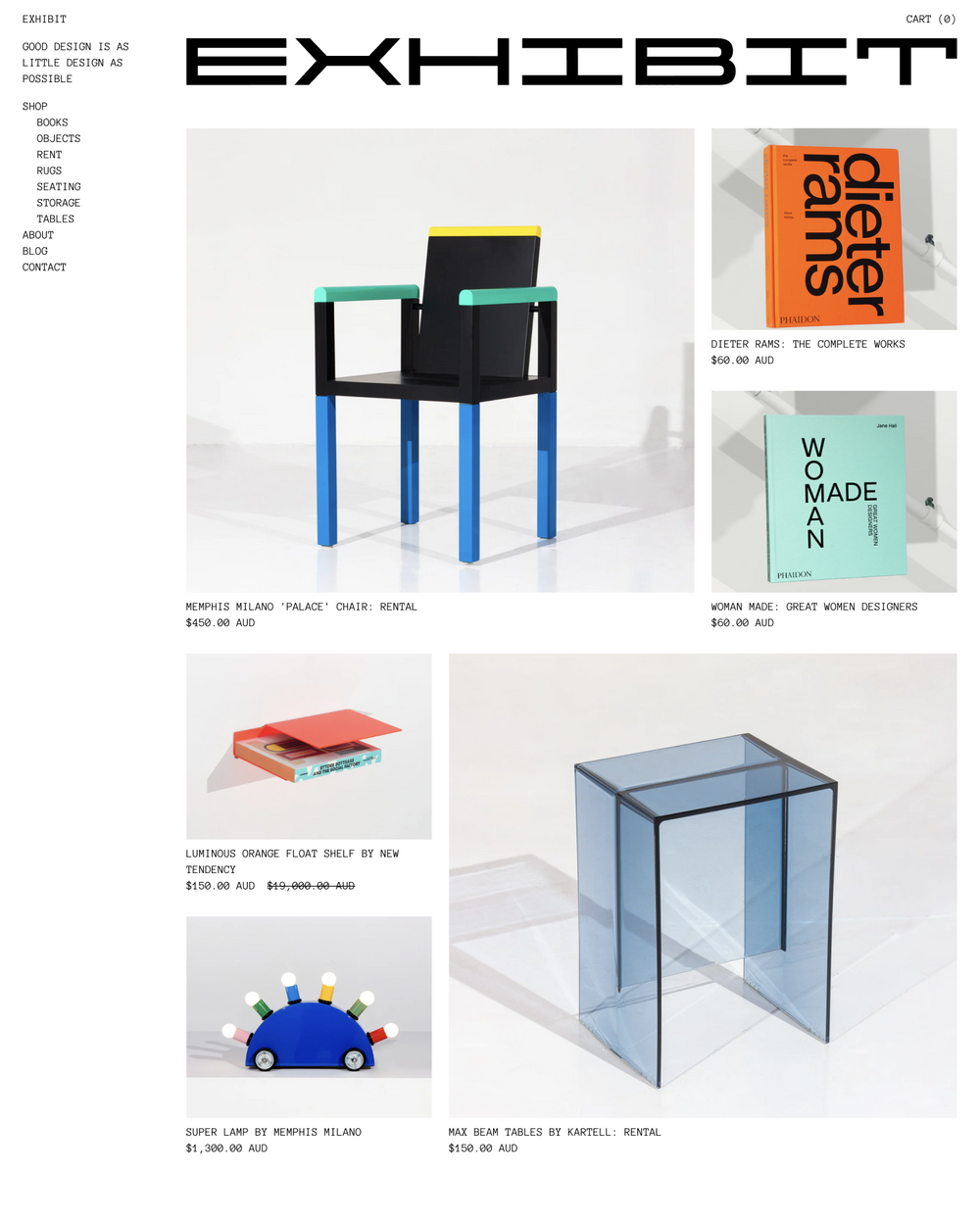 Desktop preview for Exhibit in the "Design" style